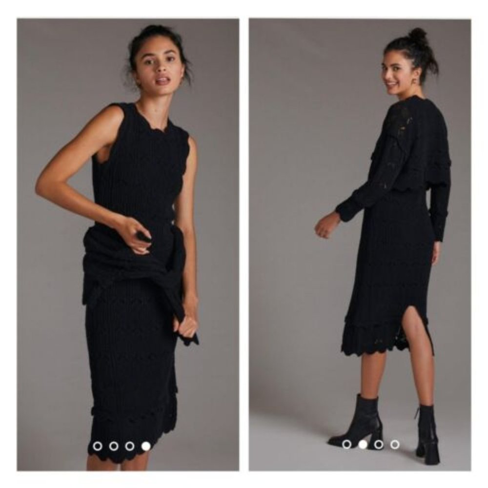 Anthropologie Crochet Sweater Dress Set Size S